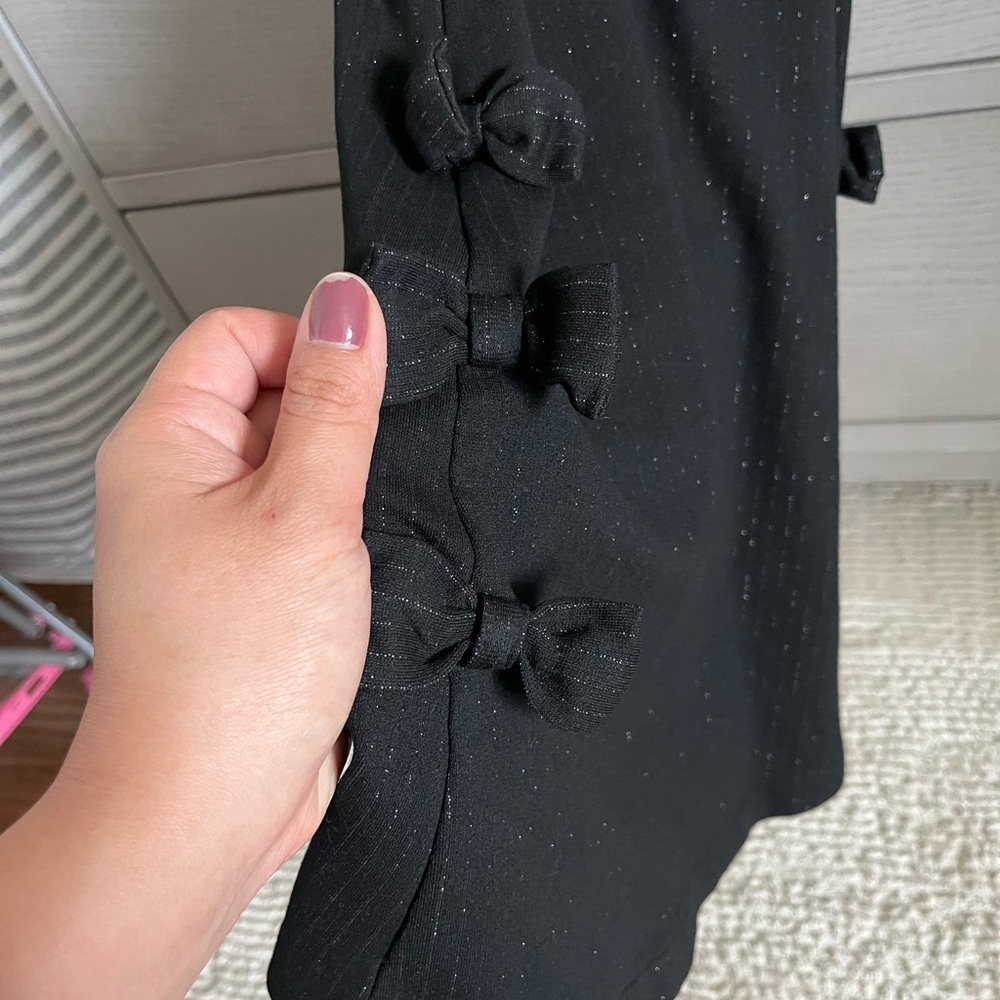 NWOT Zara Girls Black Knit Sleeveless Dress with Bow Details - Picture 4 of 7